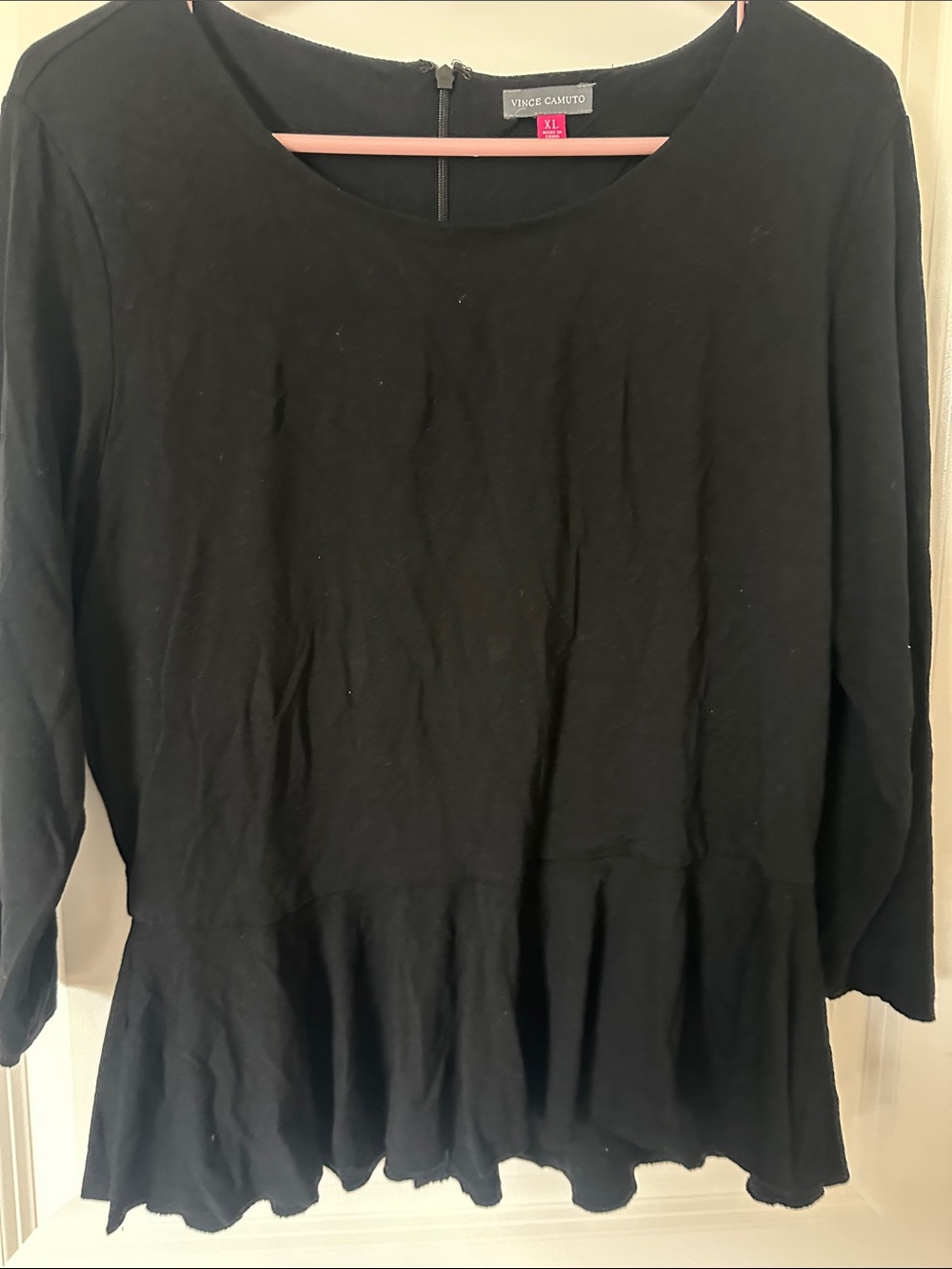 Vince Camuto Black Long-Sleeve Peplum Top
